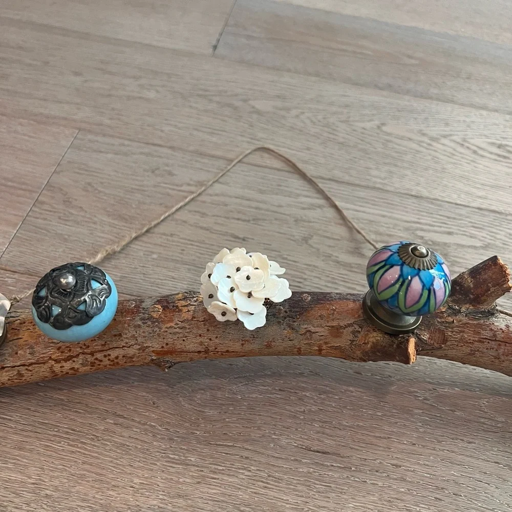 Hand Made Unique Jewelry/Hat Hanger Rack from Tree Branch and Knobs